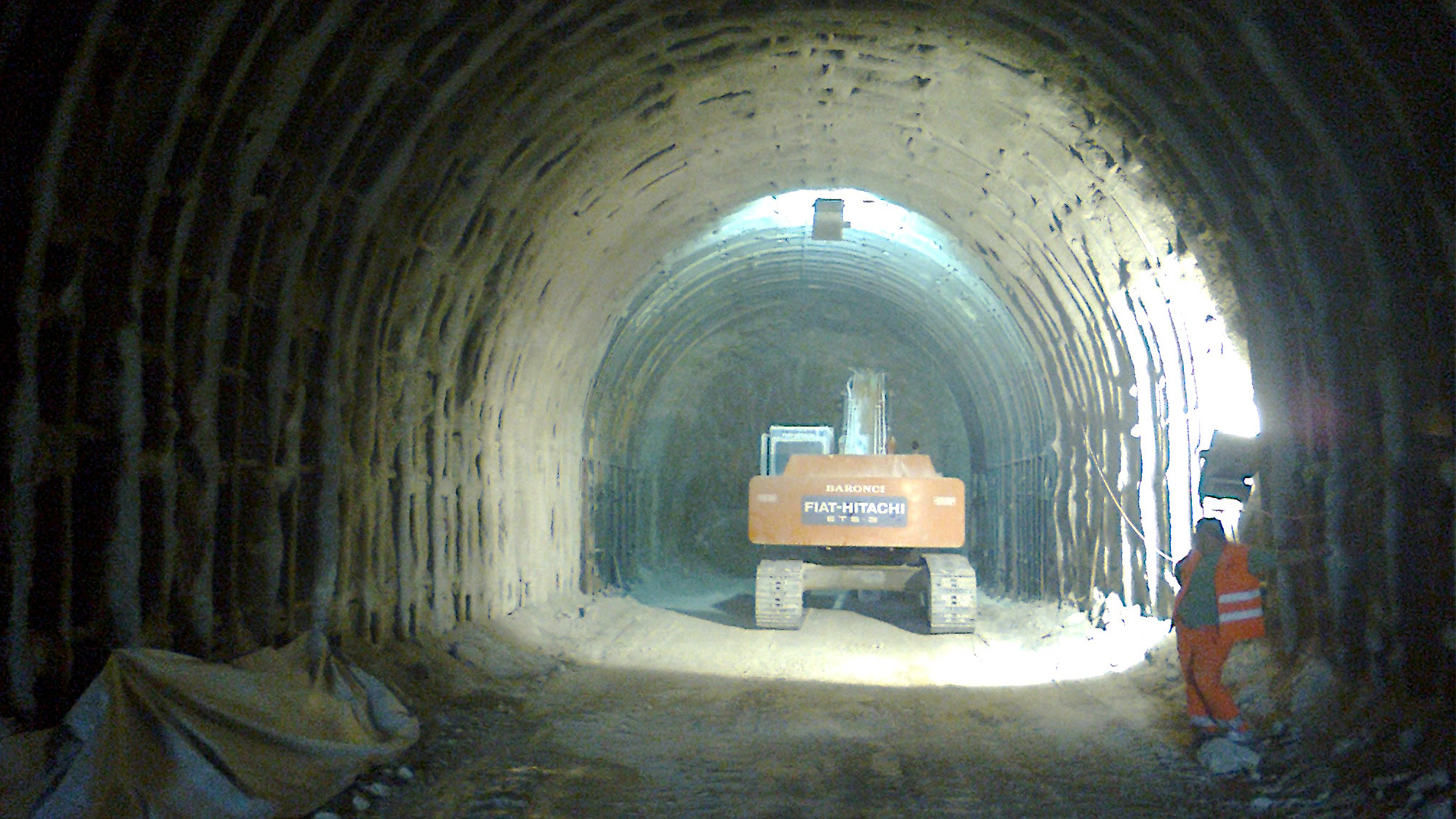 Spoleto tunnel in limestone quarry